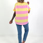 Sweat T-Shirt mit Streifen - gelb-rosa