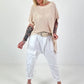 Häkelshirt mit Fransen asymmetrisch - beige