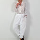 Baggy Hose mit dekorativem Tuch - weiss