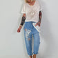 Fine Knit Top Sun with Lurex - ecru