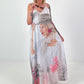 Long dress with print motif and side pockets - grey-multicoloured