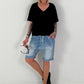 Ruched Hem T-Shirt - Black