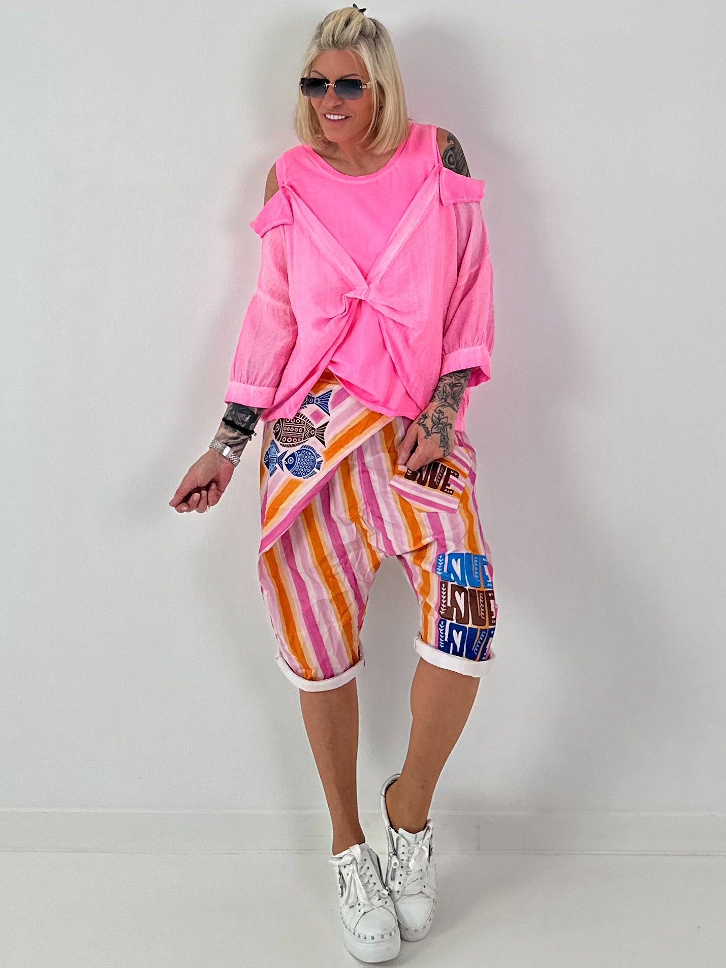 Tunika mit integrierten Top - neonpink