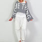 Cropped sweater model "Something" - grijs-wit