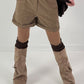 Leather-look shorts, model "Velvet Shine" - taupe