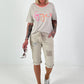 T-Shirt mit Leo-Details - beige