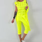Shirt mit All-Over Cut-Outs und Ösen - neongelb