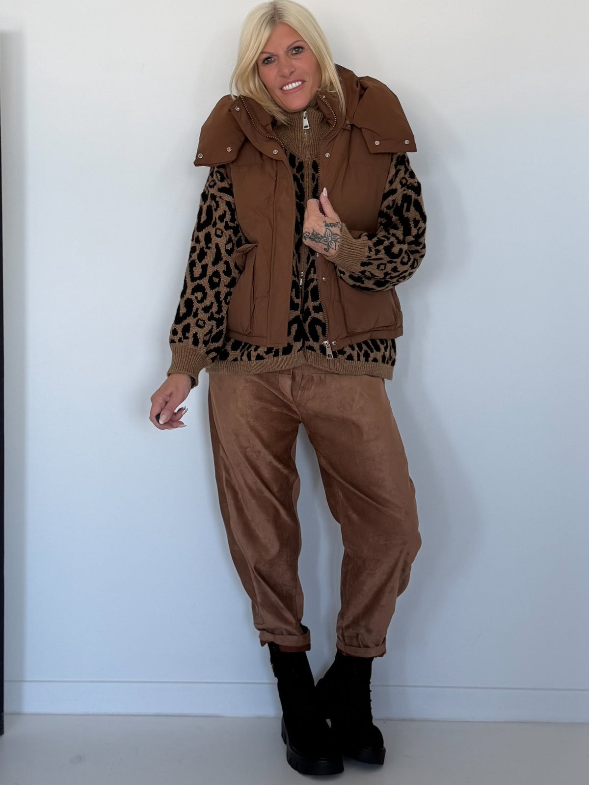 Weste mit abnehmbarer Kapuze - camel