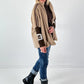 Bontjas met gebreide mouwen, model "Fluffline" - taupe