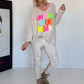 V-hals trui Unlock Your Dreams - beige-meerkleurig