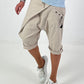 Kurze Baggy mit kleinen Ösen-Details - beige