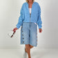 Bomber jacket with gathered sleeves - light blue