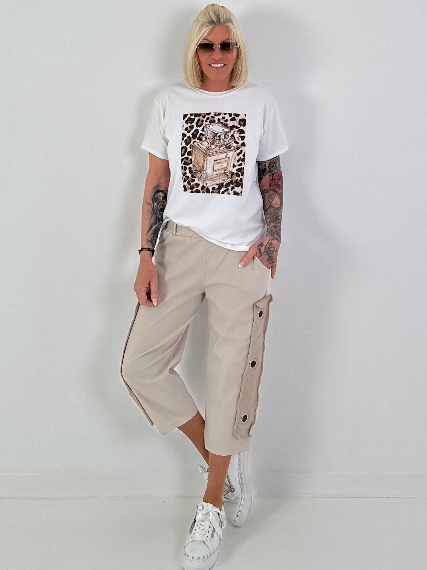 Broek met veteroogjes - beige