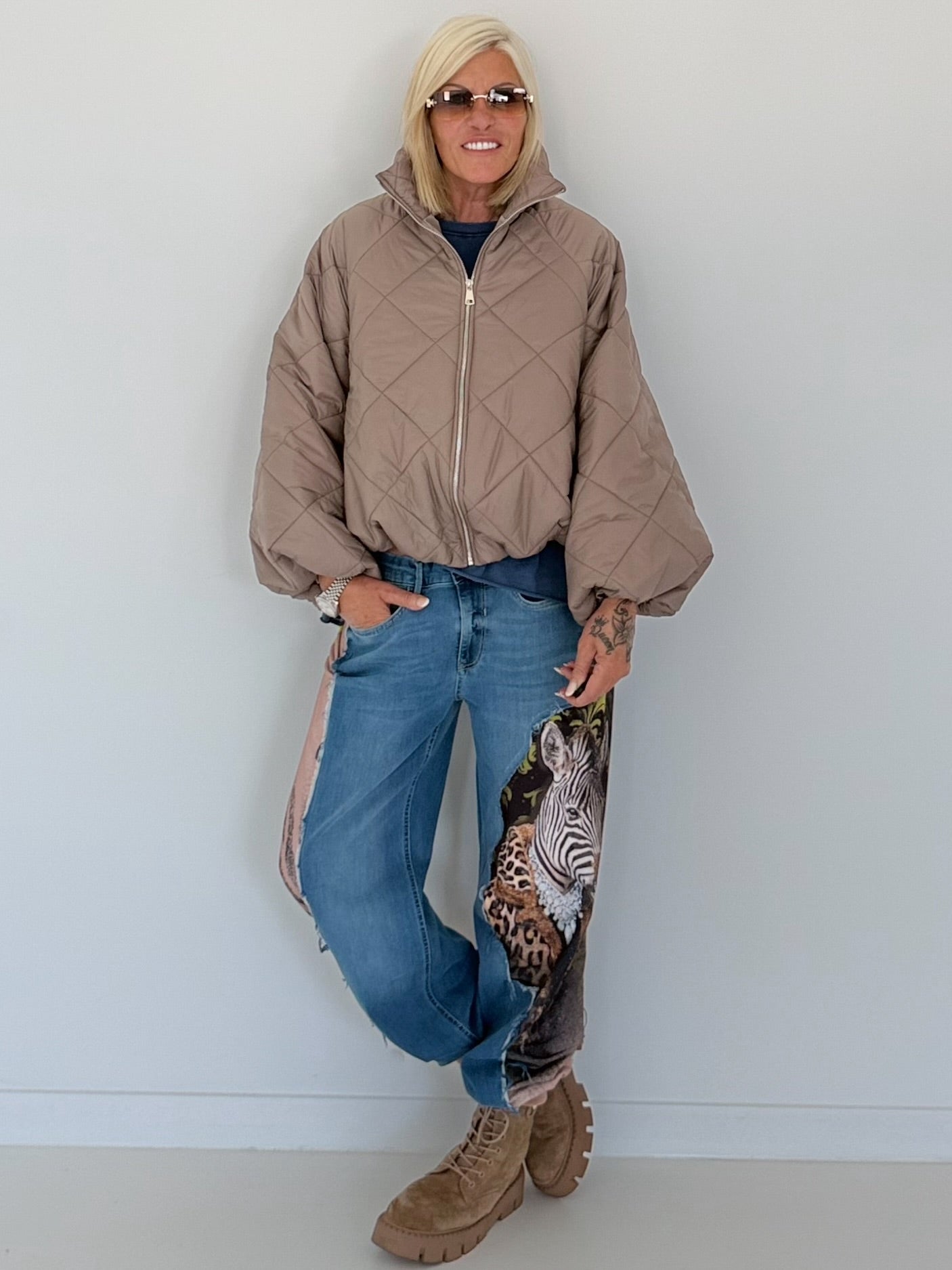 Jogg-Jeans im Used Look Zebra - denim