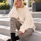 Hose im Allover Leo-Wildleder-Look - beige-mehrfarbig