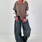 Sweatshirt with trendy star elements - taupe