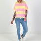 Sweat T-Shirt mit Streifen - gelb-rosa