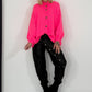 Oversized Strickjacke - neonpink