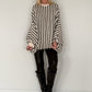Pullover in Streifen-Look mit Fledermausärmeln   - ecru-chocolate