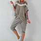 Leinen Shirt mit Pailletten und Cold Shoulder - taupe