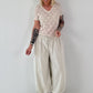Spitzen Shirt mit V-Neck - beige