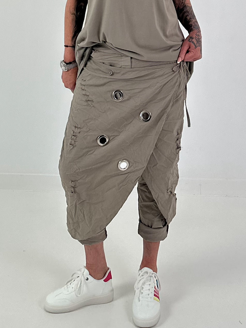 Stylische Hose im Knit-Look - taupe