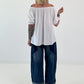 Carmen Tunika mit halben Arm  - weiss