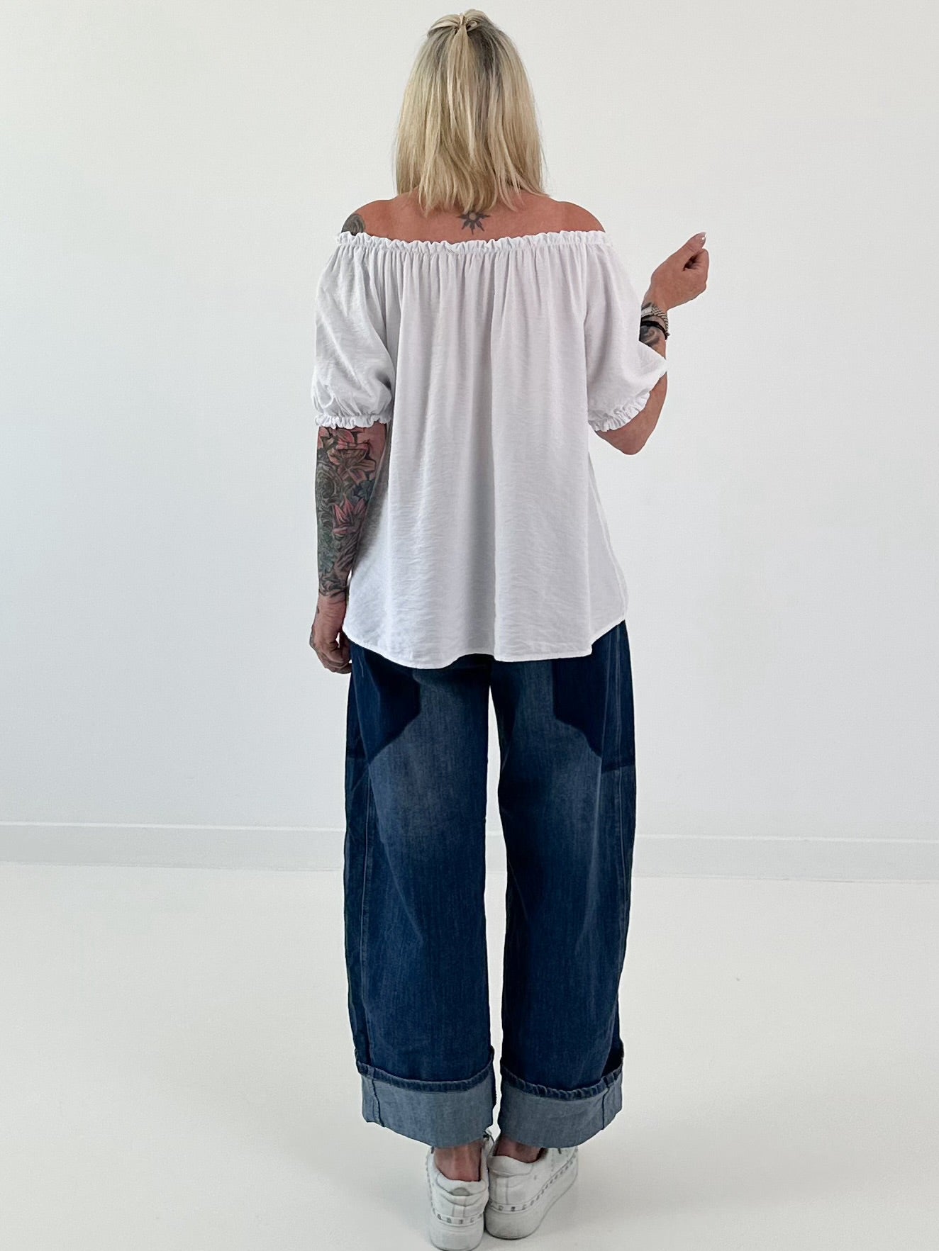 Carmen Tunika mit halben Arm  - weiss