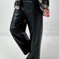 Leather-look trousers, model "Smooth Faux" - black