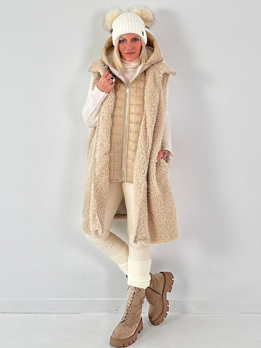 Longweste Modell "Teddy Deluxe" - beige