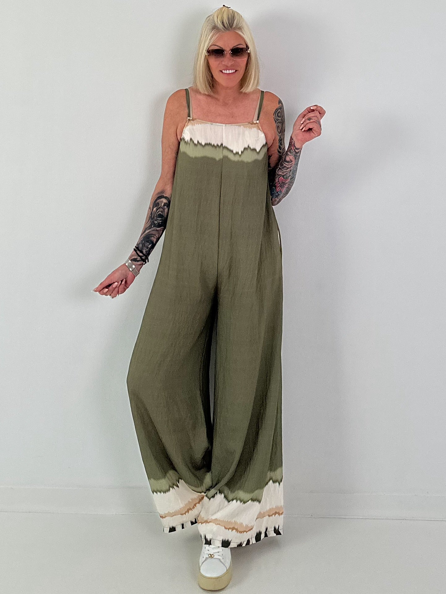 Jumpsuit mit Spaghettiträgern - khaki