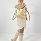 Leather-look backpack, model "City Fold" - gold