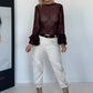 Mesh Shirt mit Punkten und Volantärmeln - burgundi