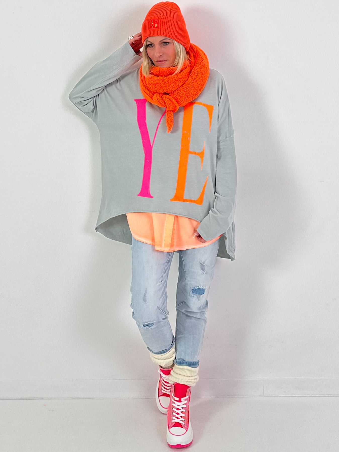 Oversized shirt model “YEAH” - gray