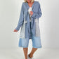 Oversized Linen Military Blazer - dove blue