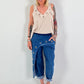 Oversized Top with silver eyelets - beige