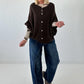 Oversized Strickjacke mit raffinierten Details - mokka