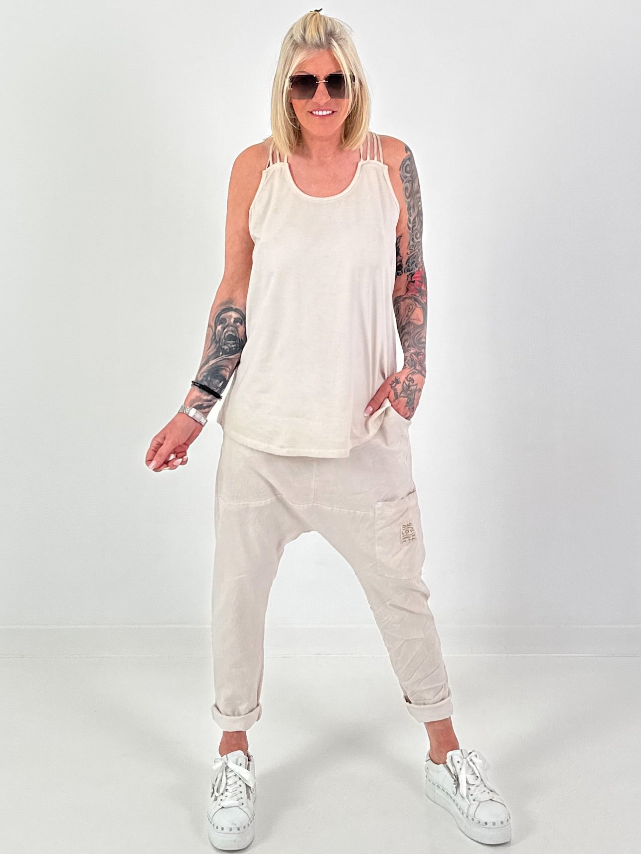 Crossover Strap Top - Beige