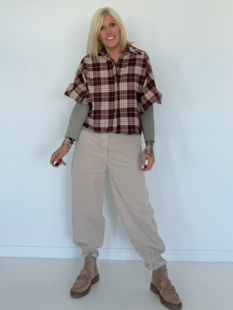 Cord-Pumphose mit Gürtel - beige