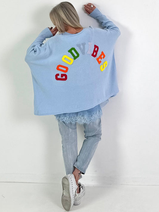 Pullover Good Vibes - hellblau