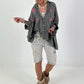 Oversized Muslin Blouse with Colorful Bead Embroidery - Anthracite