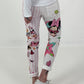 Hose mit Print-Mix - rosa-weiss