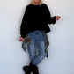 Boxy sweater Smile - black