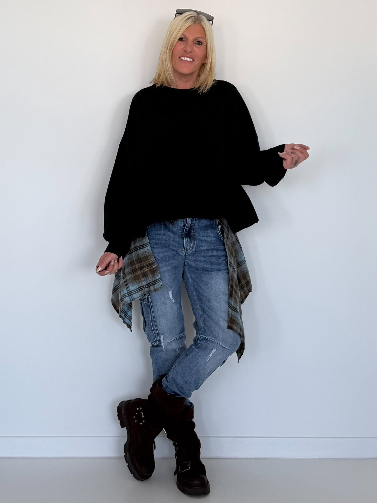 Boxy sweater Smile - black