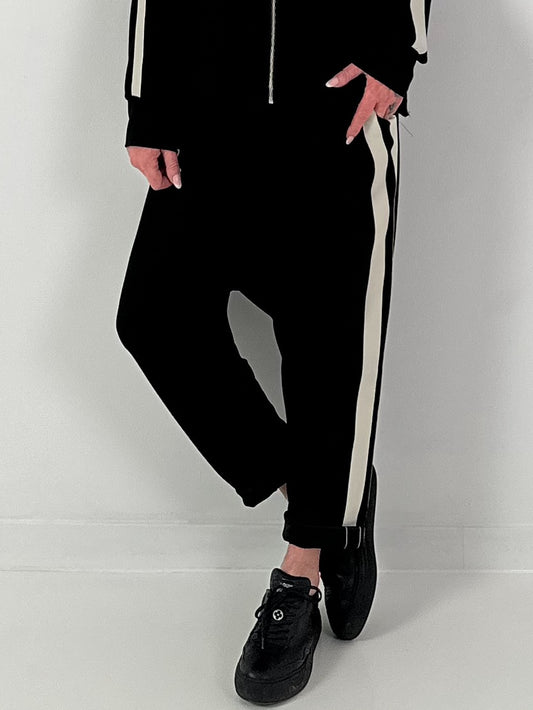 Sweat Baggy mit Streifen - schwarz