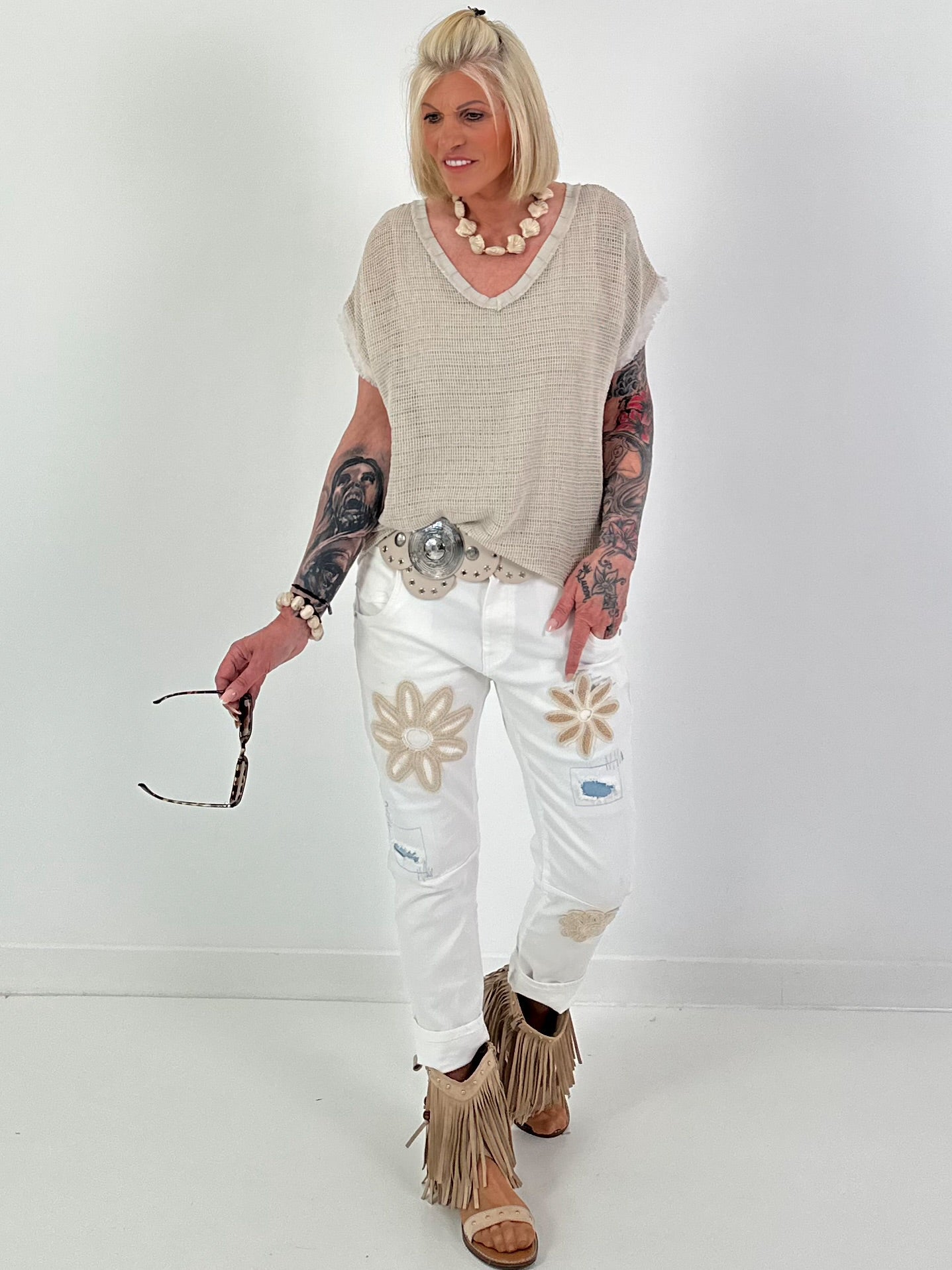 Mesh shirt - beige