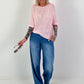 Häkelpulli mit eingearbeiteten Pailletten - rosa