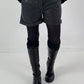 Leather-look shorts, model "Velvet Shine" - dark grey