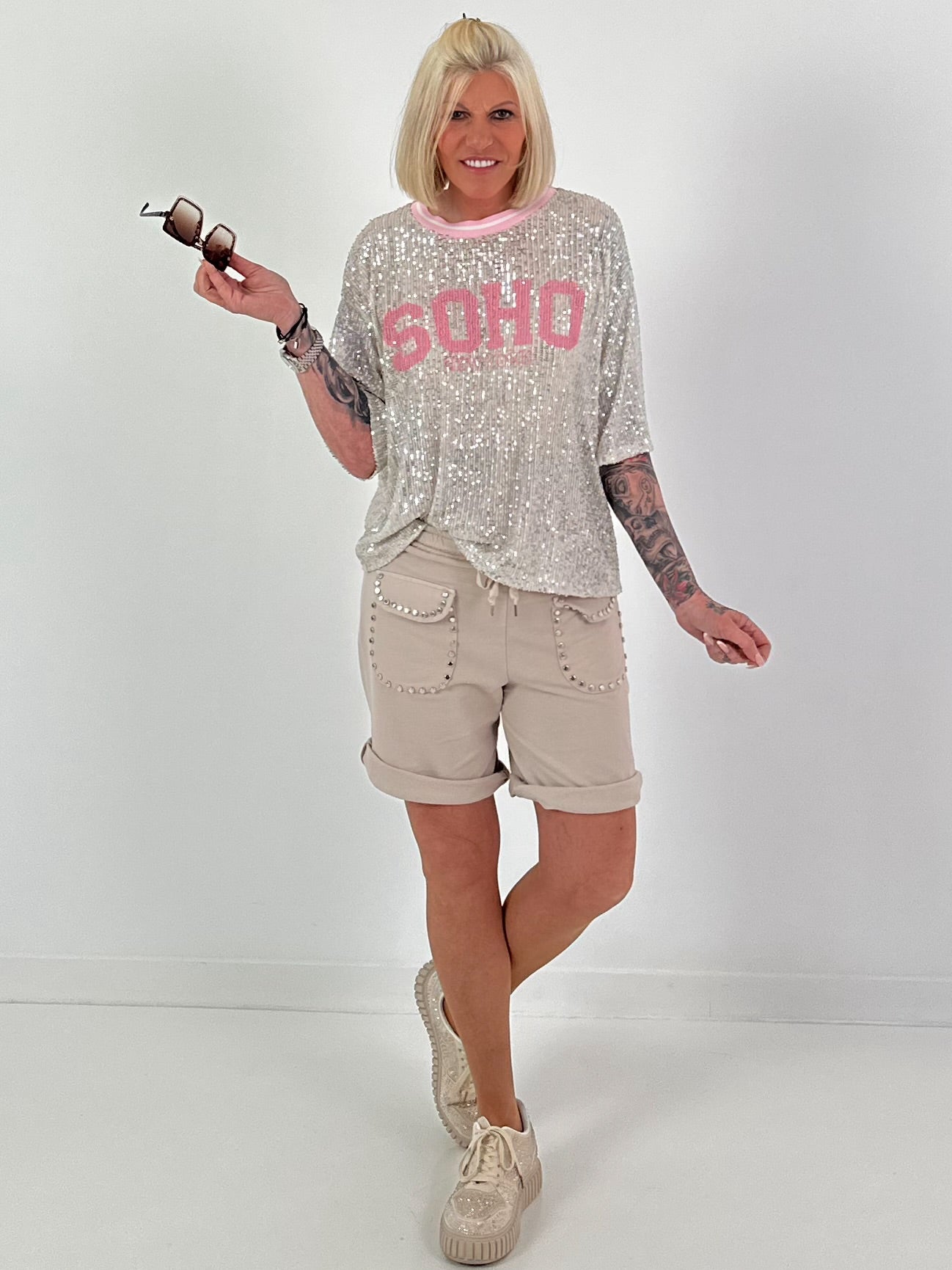 Sequin Shirt Soho - silver-pink