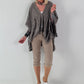 Leinen Poncho Jacke - taupe
